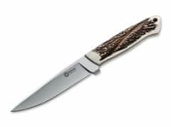 Böker Arbolito 02BA303H Relincho Cuerno De Ciervo lovecký nůž 12,8 cm, paroh, kožené pouzdro