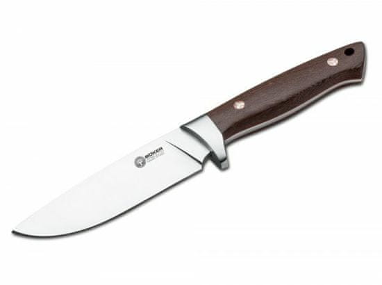 Böker Arbolito 02BA351G Trapper Hunter Wood lovecký nůž 12 cm, dřevo Guayacan, kožené pouzdro