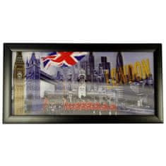 AWGifts 3D Obraz 50x23 cm - Londýn & Vlajka