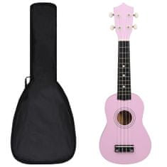 shumee vidaXL sopránové ukulele s pouzdrem pro děti růžové 21"