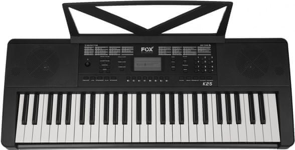 hrací klávesy FOX K25 record nahrávání split dual voice sustain vibrato připojení mikrofonu výborný poměr cena kvalita snadné ovládání