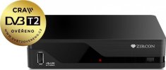 Zircon OPRAVENÉ - ZIRCON DVB-T/T2 přijímač AIR T2/ Full HD/ H.265/HEVC/ CRA ověřeno/ HbbTV/ EPG/ USB/ HDMI/ LAN/ černý