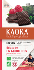 KAOKA Bio hořká čokoláda s malinami 100 g