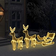 Greatstore Vánoční světelná dekorace vyplétaní 2 sobi se sáněmi 320 LED