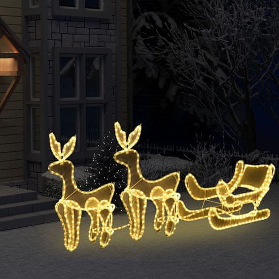 Vidaxl Vánoční světelná dekorace vyplétaní 2 sobi se sáněmi 320 LED