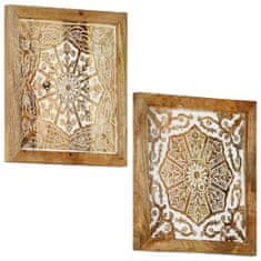 Vidaxl Ručně vyřezávané nástěnné panely 2 ks mangovník 60x60x2,5 cm