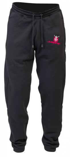 Jumping® Fitness Pánské černé tepláky s růžovým logem Velikost: M