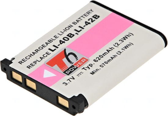 Baterie T6 Power pro Kodak PixPro FZ53, Li-Ion, 3,7 V, 620 mAh (2,3 Wh), černá
