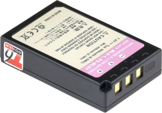 Baterie T6 Power pro Olympus E-P2, Li-Ion, 7,2 V, 900 mAh (6,5 Wh), černá