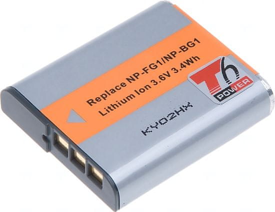 Baterie T6 Power pro SONY Cyber-shot DSC-W70 serie, Li-Ion, 3,6 V, 950 mAh (3,4 Wh), šedá
