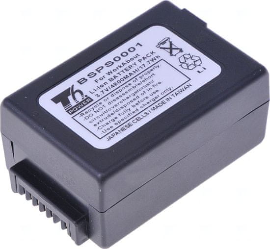 T6 power Baterie pro čtečku čárových kódů Zebra 1050192-002, Li-Ion, 3,7 V, 4800 mAh (17,7 Wh), černá