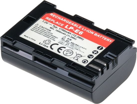 Baterie T6 Power pro Canon EOS 60Da, Li-Ion, 7,2 V, 1700 mAh (12,2 Wh), černá