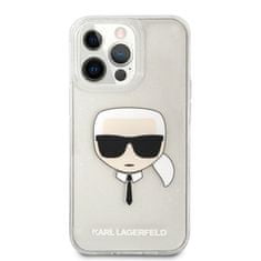 Karl Lagerfeld KLHCP13XKHTUGLS hard silikonové pouzdro iPhone 13 Pro MAX 6.7" silver Glitter Karl`s Head