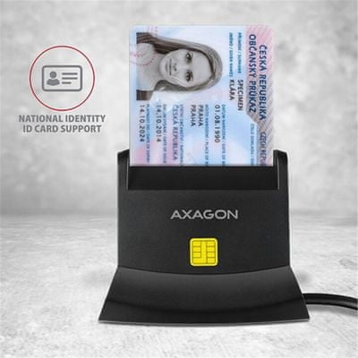 Axagon CRE-SM2 USB külső, 4-foglalatú Smart kártyaolvasó card/ID card (e-személyi) kártyaolvasó microSD SD banki hitel betéti fizetési kártyák 