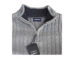 ORSI Pánský svetr s krátkým zipem, šedý, L