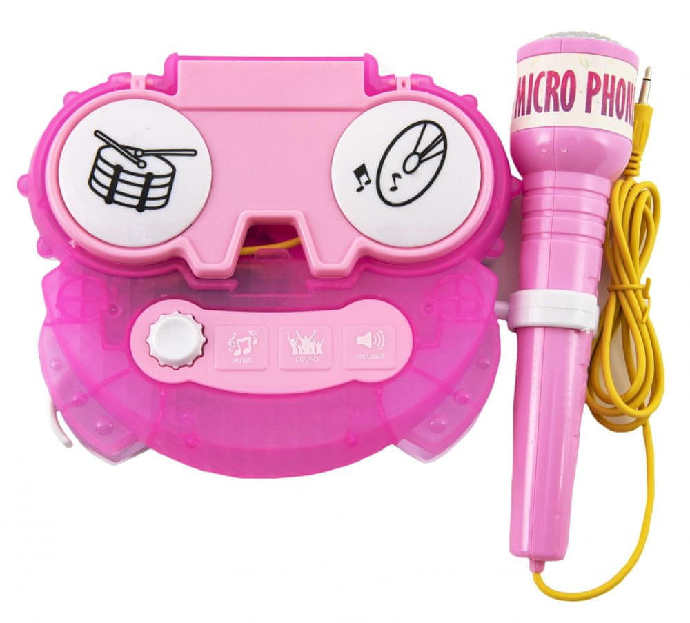 Teddies Mikrofon karaoke růžový na baterie se světlem