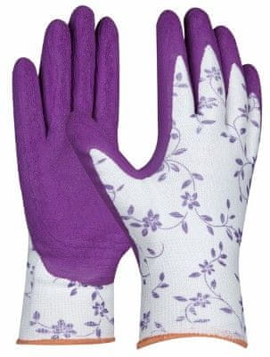 GEBOL FLOWER LILA zahradní rukavice s latexovou vrstvou - velikost 7 (blistr)