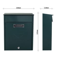 Rottner Tivoli poštovní schránka zelená | Cylindrický zámek | 26 x 33.5 x 12 cm