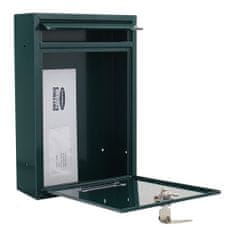 Rottner Tarvis poštovní schránka zelená | Cylindrický zámek | 21.5 x 32 x 9 cm