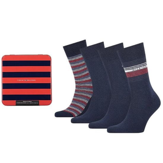 Tommy Hilfiger Značkové luxusní sportovní ponožky Tommy Hilfiger 481985001 TH Flag 1p 701210548 TH men sock 4p Giftbox Stripe