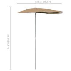 shumee Zahradní půlkruhový slunečník s tyčí 180 x 90 cm taupe