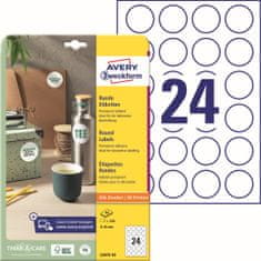 Avery Zweckform Kulaté samolepící etikety L3415-10 | Ø 40 mm, 10 listů A4, 240 ks etiket v balení, barva bílá