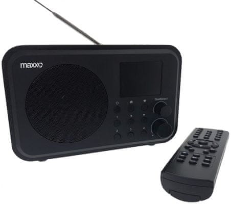  moderní internetové rádio maxxo dt02 super zvuk mono reprák wifi technologie Bluetooth aux in upnp dlna streaming hudby vestavěná baterie sluchátkový výstup velký barevný displej dab fm tuner dřevěná konstrukce line out výstupy 