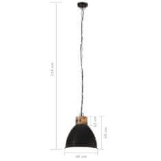 Greatstore Industriální závěsná lampa černá železo masivní dřevo 46 cm E27