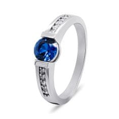 Brilio Silver Okouzlující stříbrný prsten s modrým zirkonem RI022W (Obvod 52 mm)