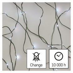 Emos 150 LED řetěz zelený nano, 15m, IP44, studená bílá, časovač