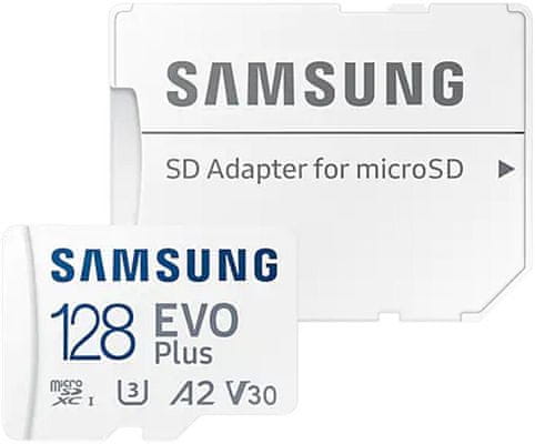 Paměťová karta Samsung micro SDXC 128GB EVO Plus + SD adaptér vysoká kapacita vysoká rychlost 4K UHD