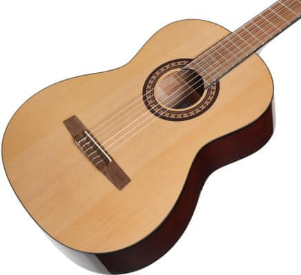 krásná akustická kytara kohala full size nylon string acoustic guitar velké rezonantní tělo ze smrkového dřeva a okoumé standardní menzura ladicí mechanika klasická otevřená 