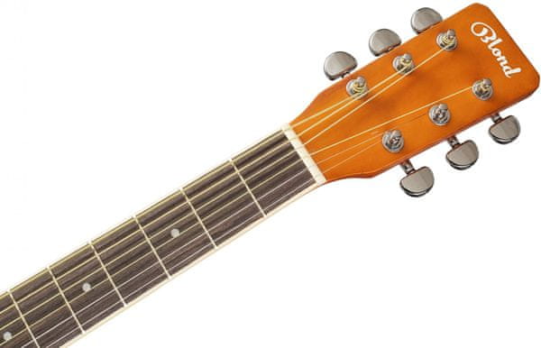  krásná akustická kytara blond jackie dreadnought velké rezonantní tělo z laminovaného filipínského dřeva standardní menzura natural barva 