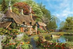 Puzzle Dům s květy na břehu řeky