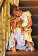 Puzzle Spící dítě na schodech