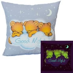 Dreams Svítící polštářek modrošedý Medvídci Good Night