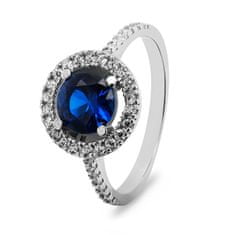 Brilio Silver Luxusní stříbrný prsten s modrým zirkonem RI031W (Obvod 52 mm)