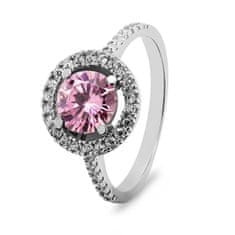 Brilio Silver Luxusní stříbrný prsten s růžovým zirkonem RI033W (Obvod 50 mm)