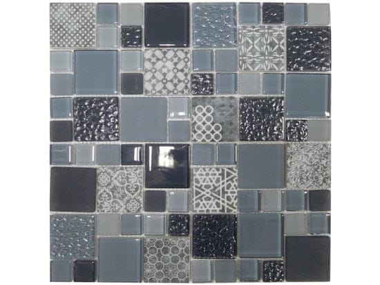Pavemosa Mozaika recyklované sklo šedá Patchwork MSS006 300x300 mm