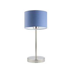 LYSNE.PL Moderní noční lampička NICEA, kartáčovaná ocel rám , světle modrá