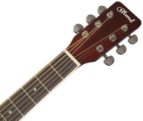 krásná akustická kytara blond polly dreadnought velké rezonantní tělo ze smrkového a lipového dřeva standardní menzura přírodní barva