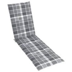 Greatstore Poduška na polohovací židli šedá károvaná (75+105) x 50 x 4 cm