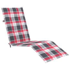 Greatstore Poduška na polohovací židli červená károvaná (75+105)x50x4 cm