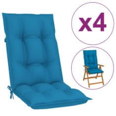 Greatstore Podušky na zahradní židle 4 ks modré 120 x 50 x 7 cm