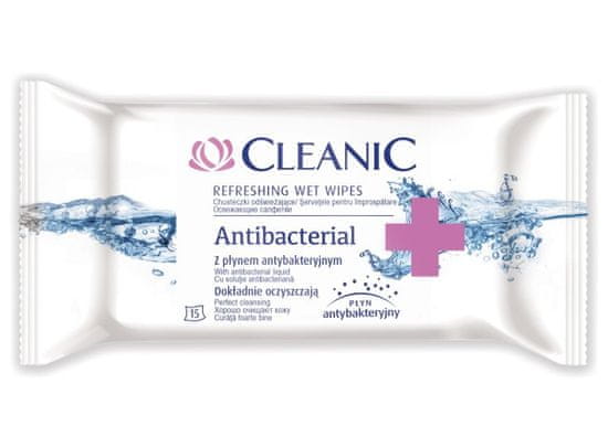 Cleanic Osvěžující antibakteriální vlhčené ubrousky 15ks