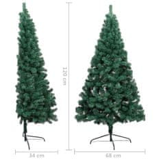 Greatstore Umělý vánoční půl stromek se stojanem zelený 120 cm PVC