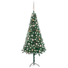 Greatstore Rohový umělý vánoční stromek LED a sada koulí zelený 120 cm PVC