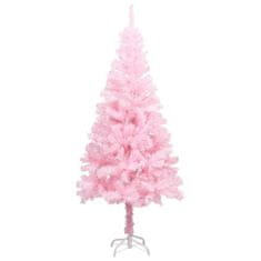 Greatstore Umělý vánoční stromek s LED a sadou koulí růžový 120 cm PVC