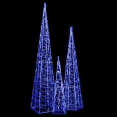 Greatstore Sada akrylových světelných LED kuželů modrá 60/90/120 cm