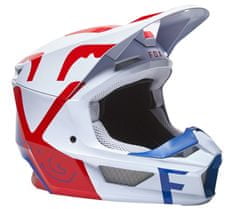 Fox Motokrosová helma V1 Skew Helmet, Ece white/red/blue vel. S